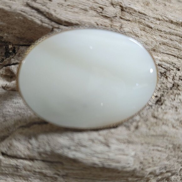 Oval Mother Pearl Scarf Clip Pony Tail  Hair Cover Vintage Secure Hinge Closure - Picture 1 of 16